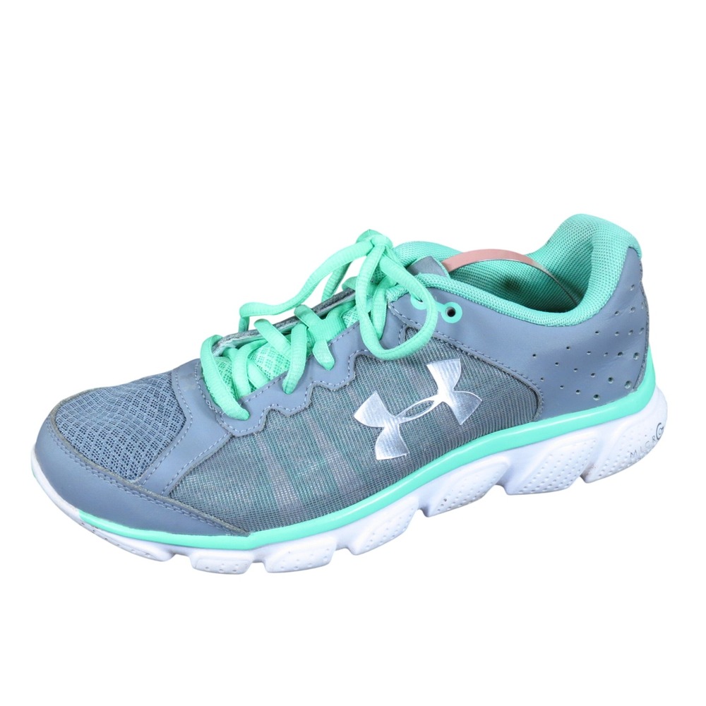 Under Armour Micro G Assert 6 Womens Running Shoes 8.5 Athletic Gray Mint Green